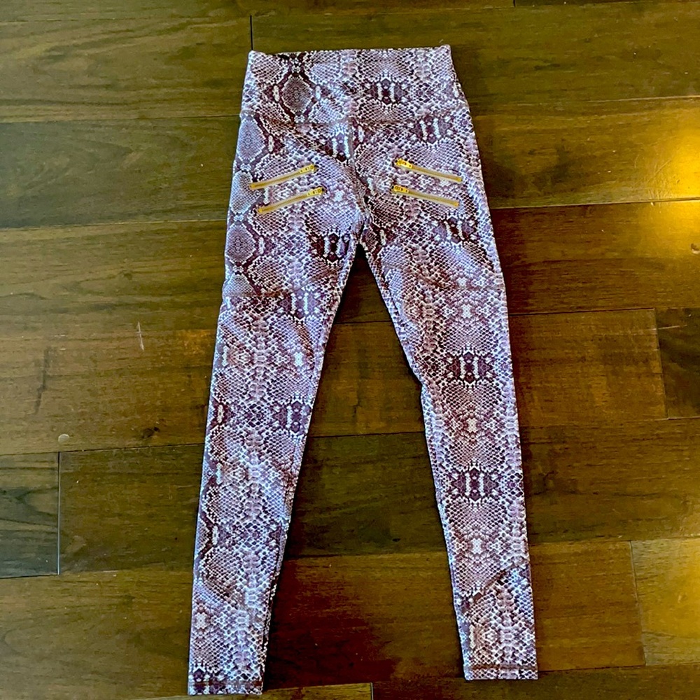 Varley snakeskin leggings with zip pockets